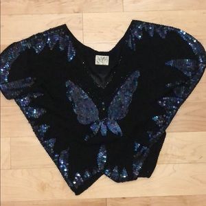 Black free people sparkle butterfly crop top